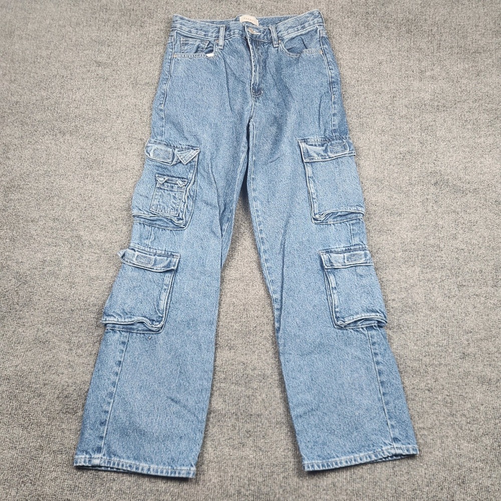 PacSun 90s Straight Cargo Jeans Womens 27 Medium Wash High Rise Blue Denim
